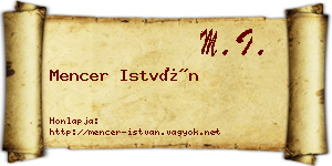 Mencer István névjegykártya